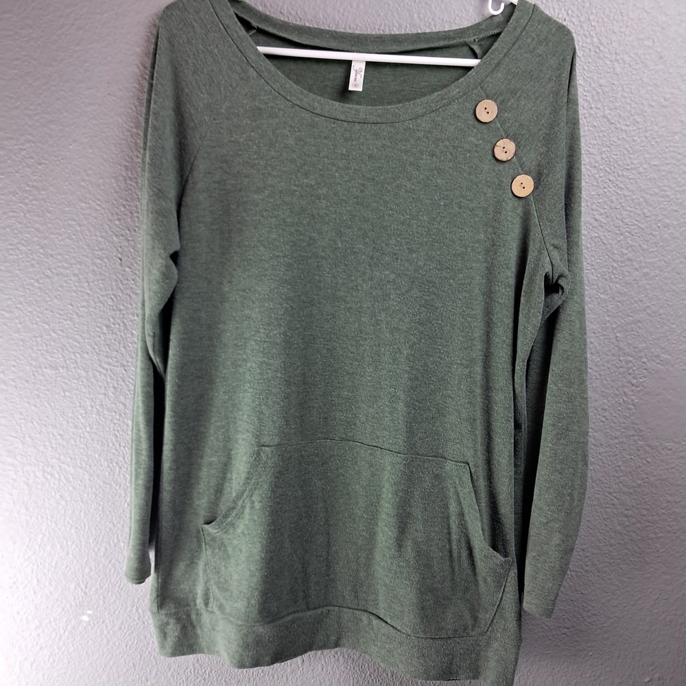 Yincra Womens Tunic Top Long Sleeve Heathered Green Cottagecore Size M Fairycore